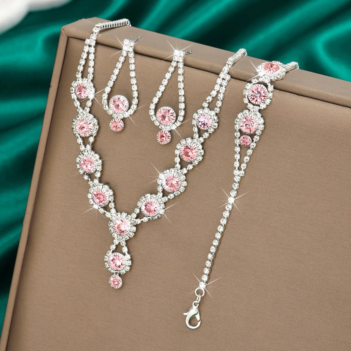 4PCS Elegant Crystal Jewelry Rhinestones Necklace Sets