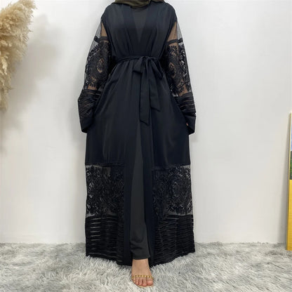 Luxury Gold Rhinestones Muslim Dress Kaftan Abaya