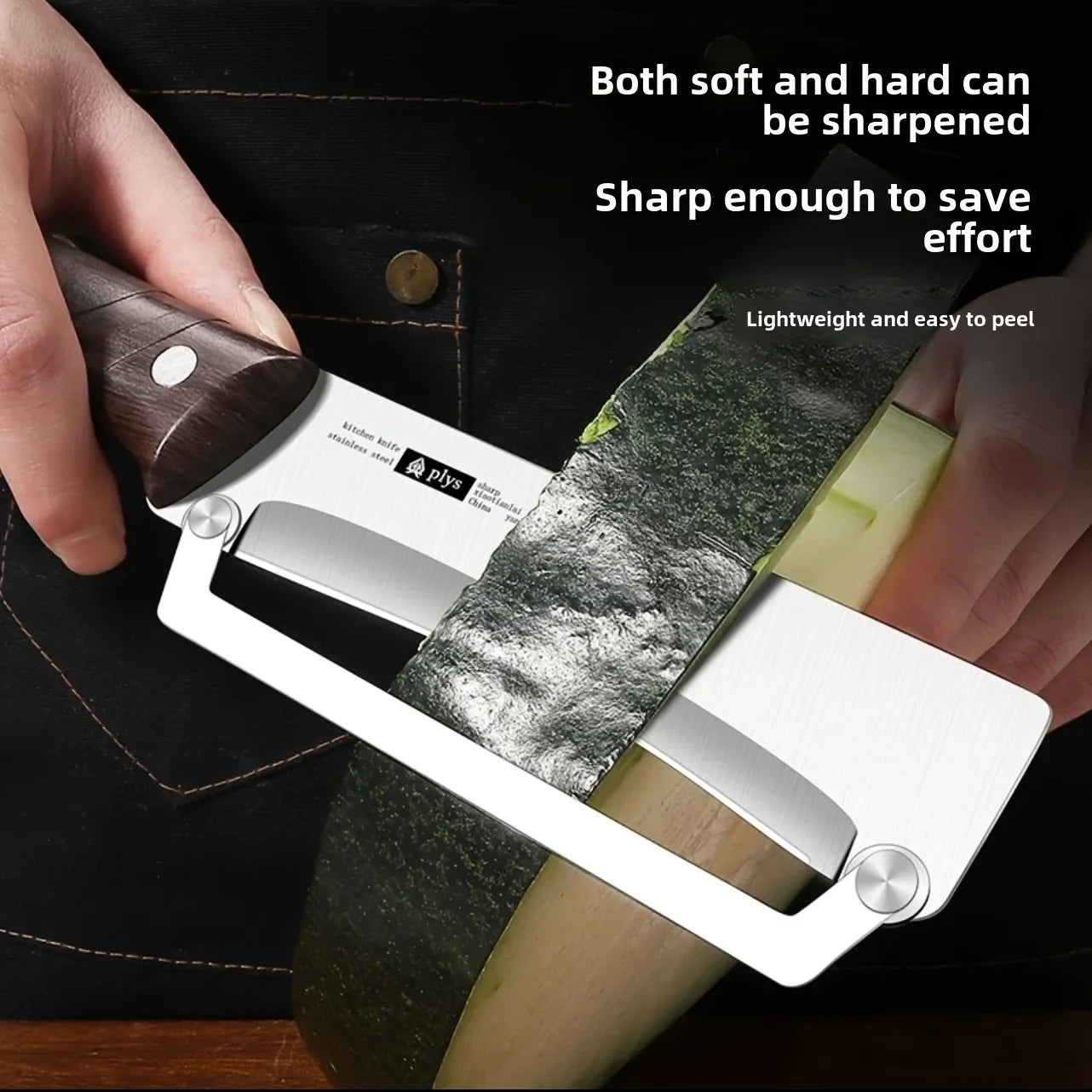Stainless steel peeler with wooden handle