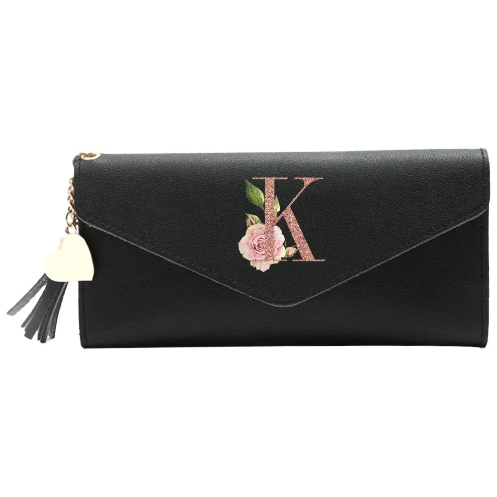 Black Small Leather Coin Rose Gold Wallet