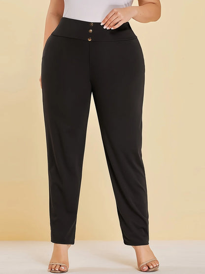 Fabric casual slit straight trousers