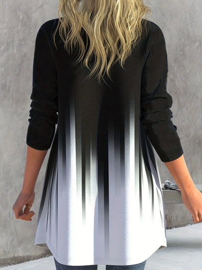 Plus Size Ombre Print Open Front Cardigan Coats
