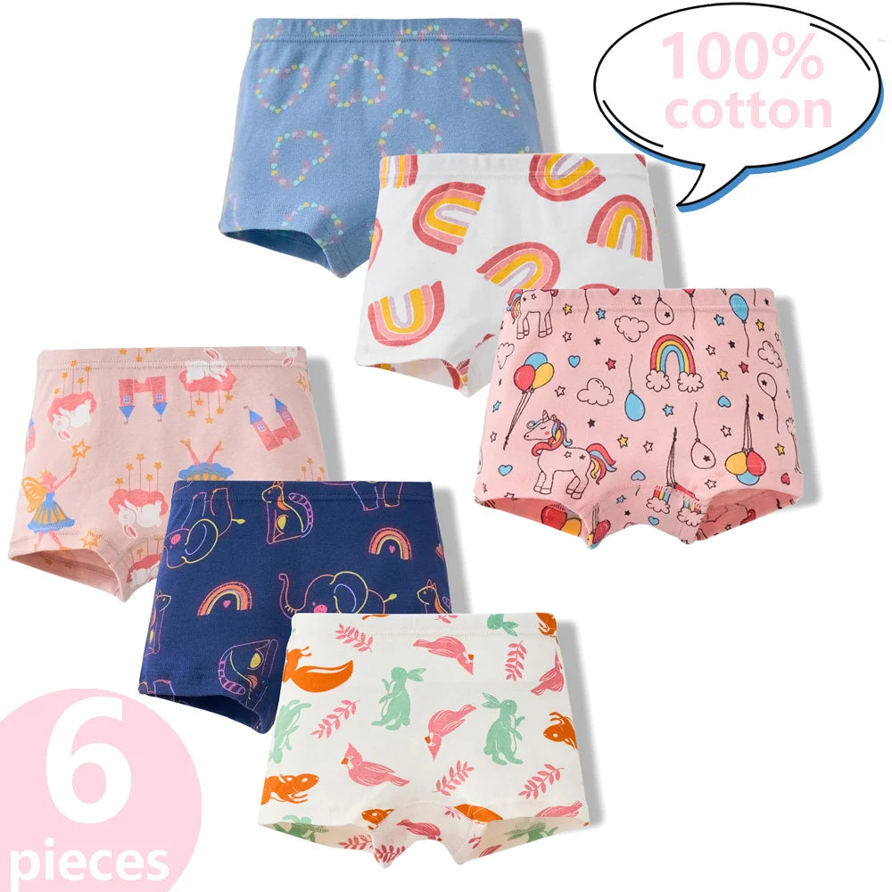 3/6 Pcs 100% Cotton Pretty Cartoon Boxer Set
