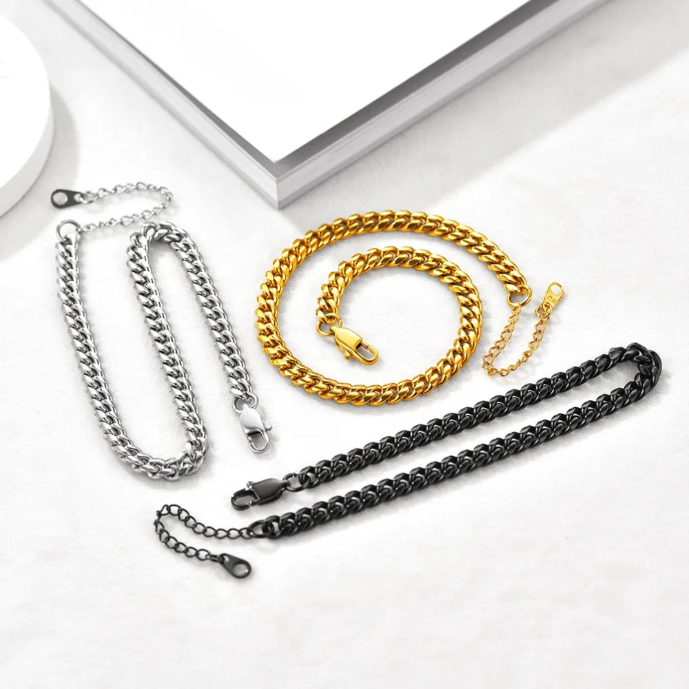 U7 Ankle Cuban Link Snake Figaro Bracelets