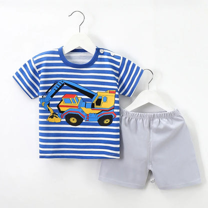 Kids Cartoon Baby Tops Shorts Set