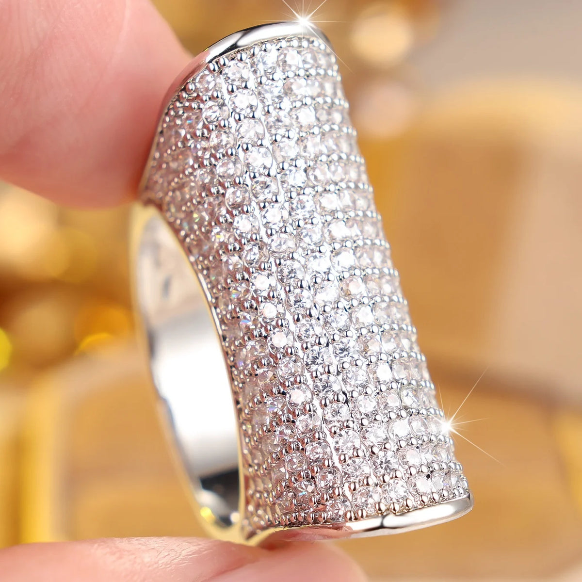 Luxury White Zircon Stone Vintage Silver Rings