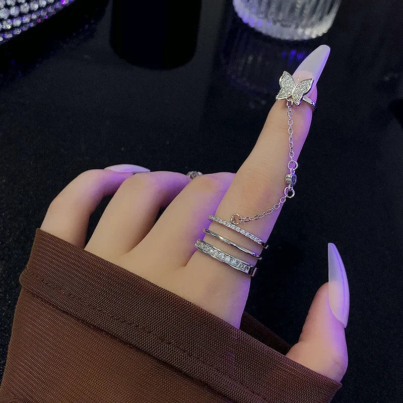 خاتم على شكل موجة أوراق هندسية إبداعية