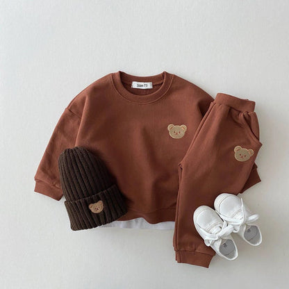 Toddler Baby Fall Girl Sports Bear Sweatshirt Pants Sets
