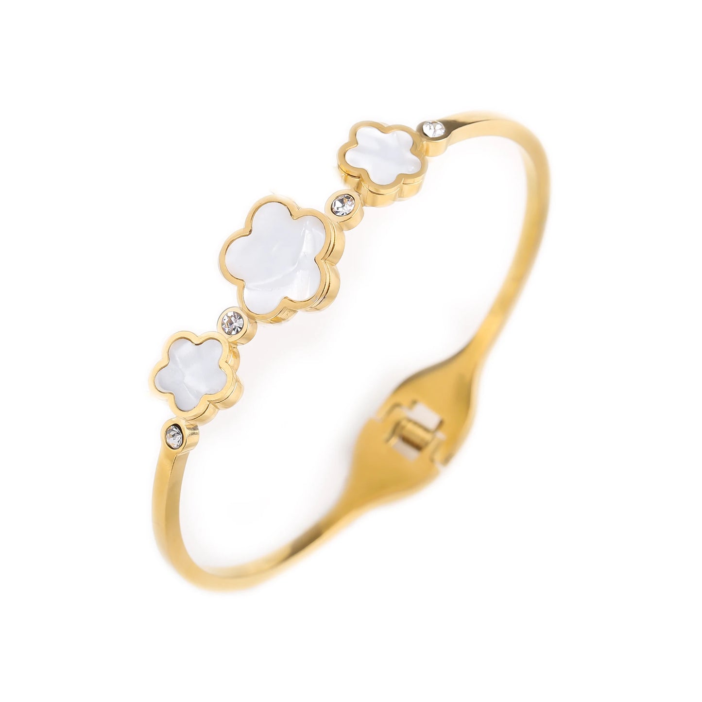 Shell Five-Leaf Flower Stainless Steel Bracelet