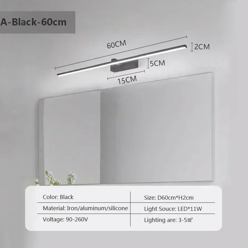 LED Wall Lamp Mirror Decor Lighting 60/80/100cm Long Strip Light