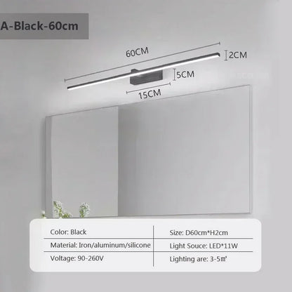 LED Wall Lamp Mirror Decor Lighting 60/80/100cm Long Strip Light