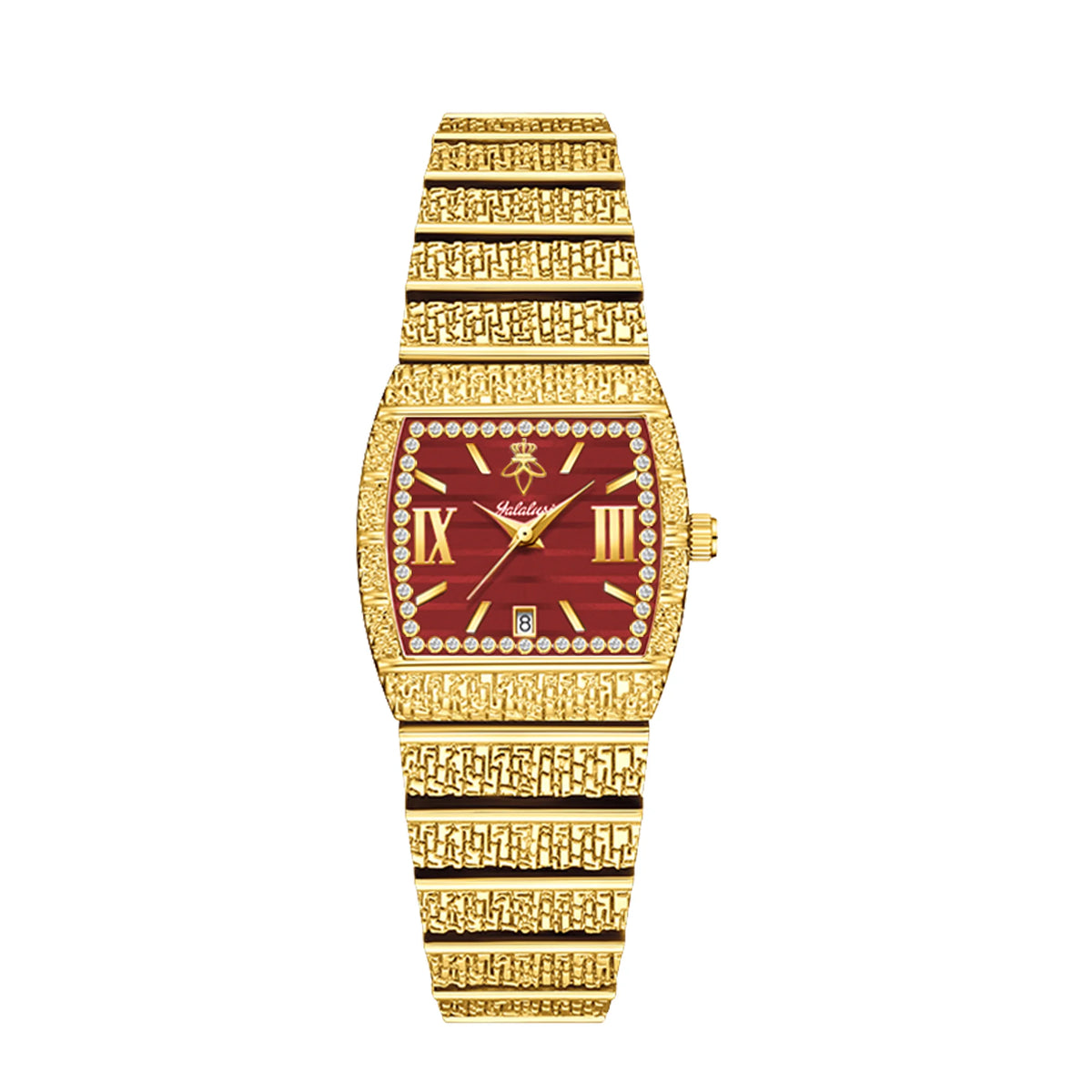 Luxury Small Gold with Diamond-Set Dial Water-Resistant Quartz Timepiece Watch