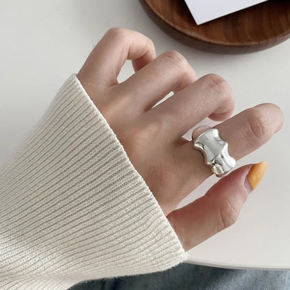 925 Sterling Silver Retro Geometric Asymmetric Rings