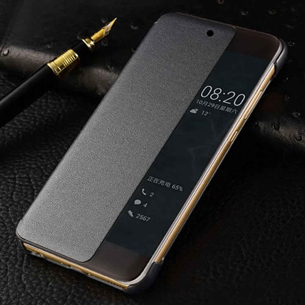 Smart View Case For Huawei Auto Sleep Wake Up Flip Cover Phone