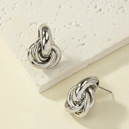 Gold SIlver Knot Hoop Twist Stud Earring