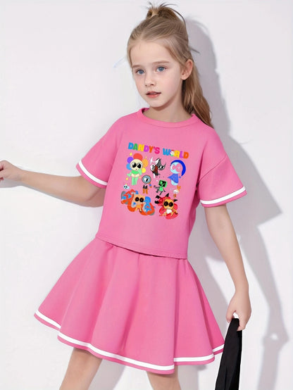 DADY'S WORLD Printed Baseball Skirt Set