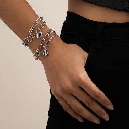 4pcs Punk Curb Cuban Chain Bracelets Set