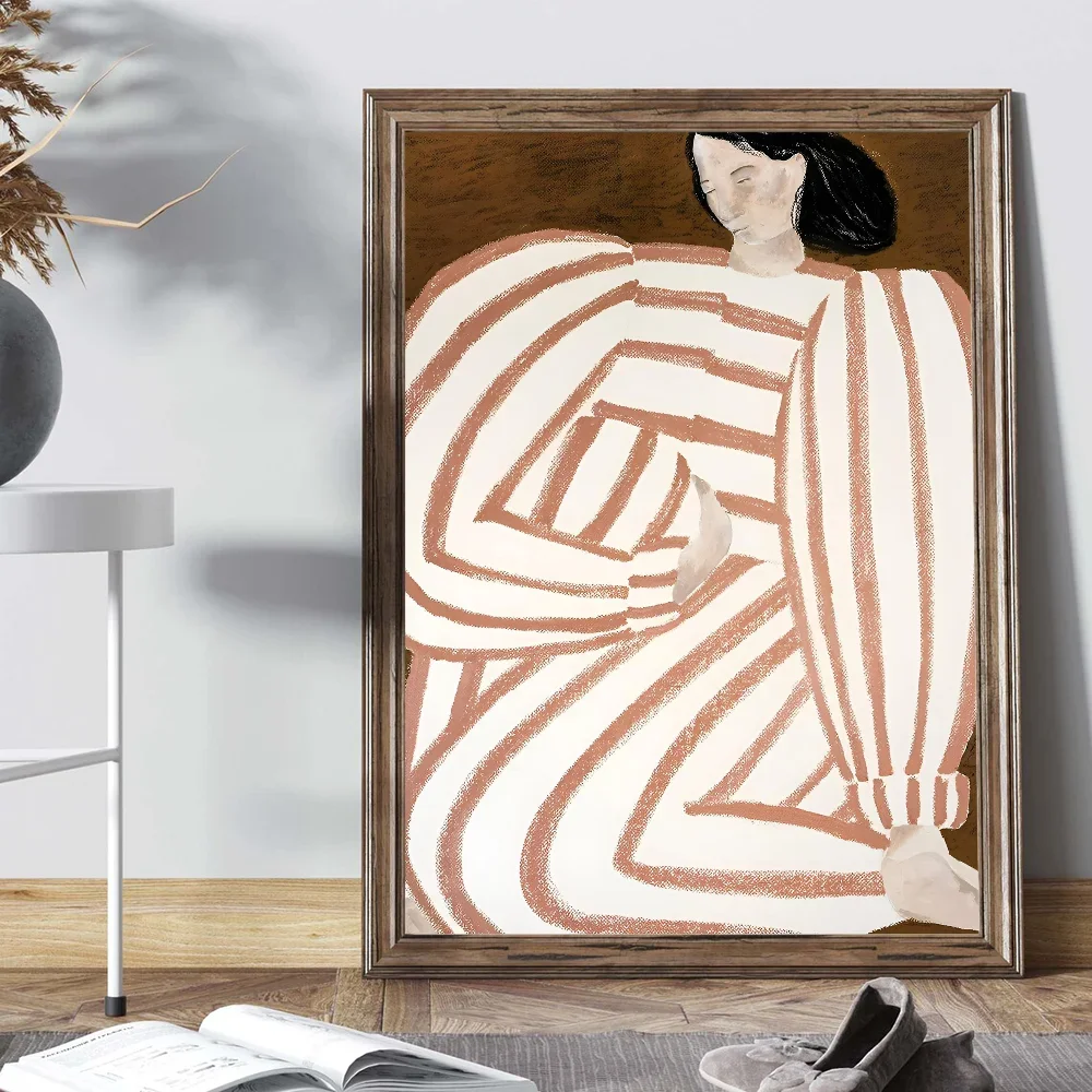 Abstract Line Geometry Curve Girl Posters Modern Classic Vintage Poster