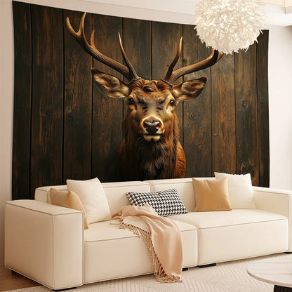 Classic Deer Head Tapestry Elegant Polyester Wall Art