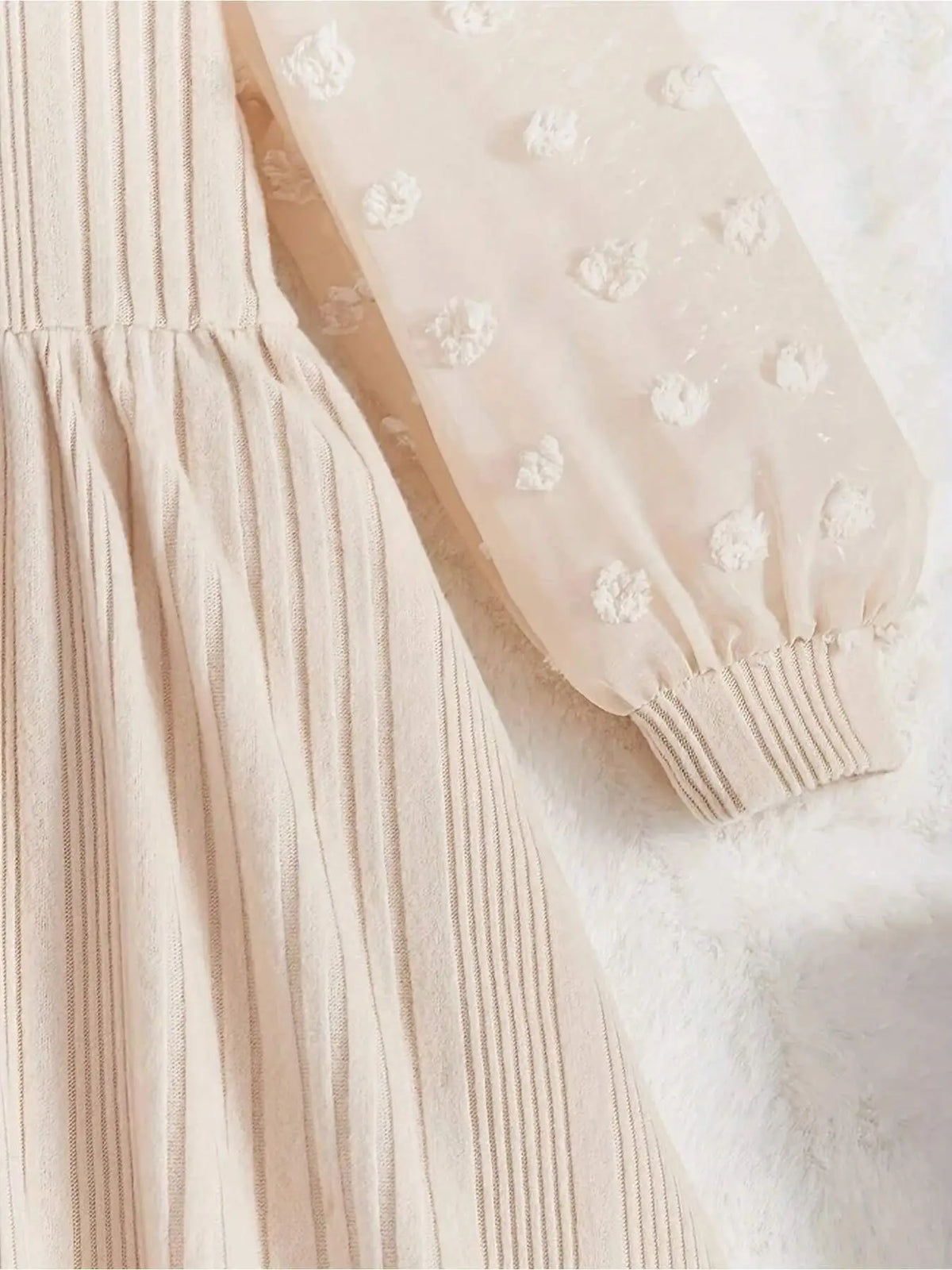 French elegant polka dot velvet lace patchwork lantern bubble sleeve long sleeved dress