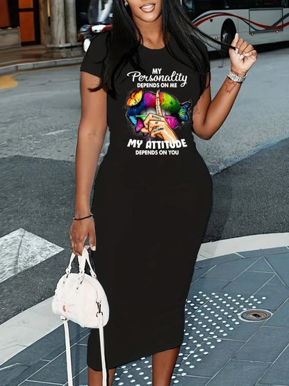 Casual slim fit sexy short sleeved Long Dress