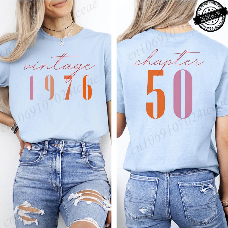 Vintage 50th Birthday Aesthetic Classic 1976 Graphic 50 Bday Shirts