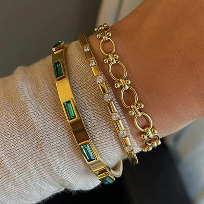 DANA 3Pcs Gold Stainless Steel Bangle Bracelets