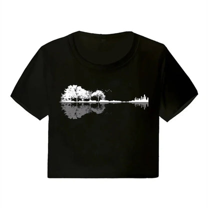 Casual Crop Tops Funny Graphic T-shirt