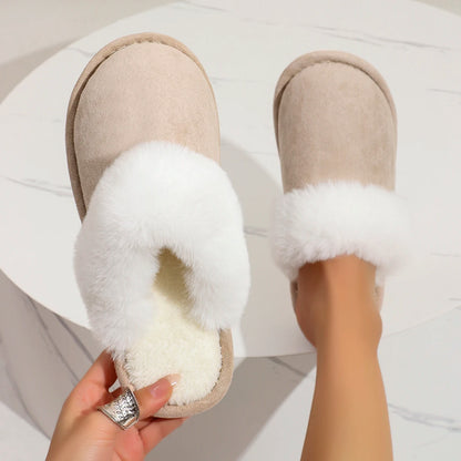 Fluffy home warm soft soled plush lined slippers