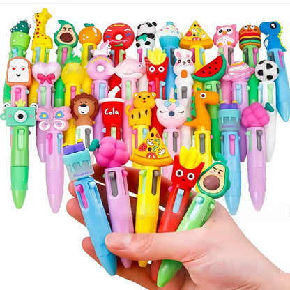 1-30Pcs Cute Pet Cartoon Four-Color Ballpoint Pen