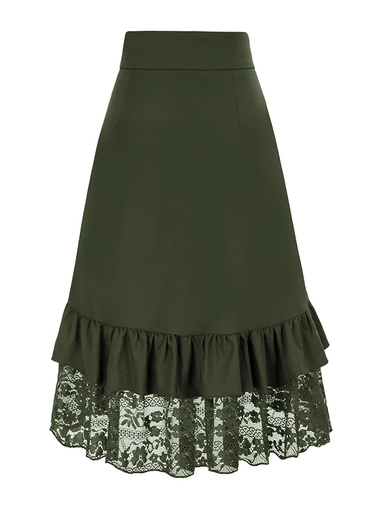 Gothic-style skirt with lace trim and ruffle pirate skirt