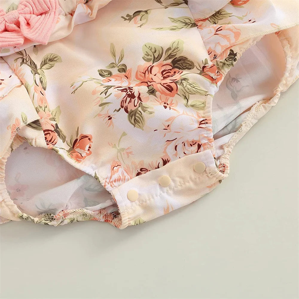 0-18 Months Cotton Ruffle Sleeve Butterfly Floral Dress