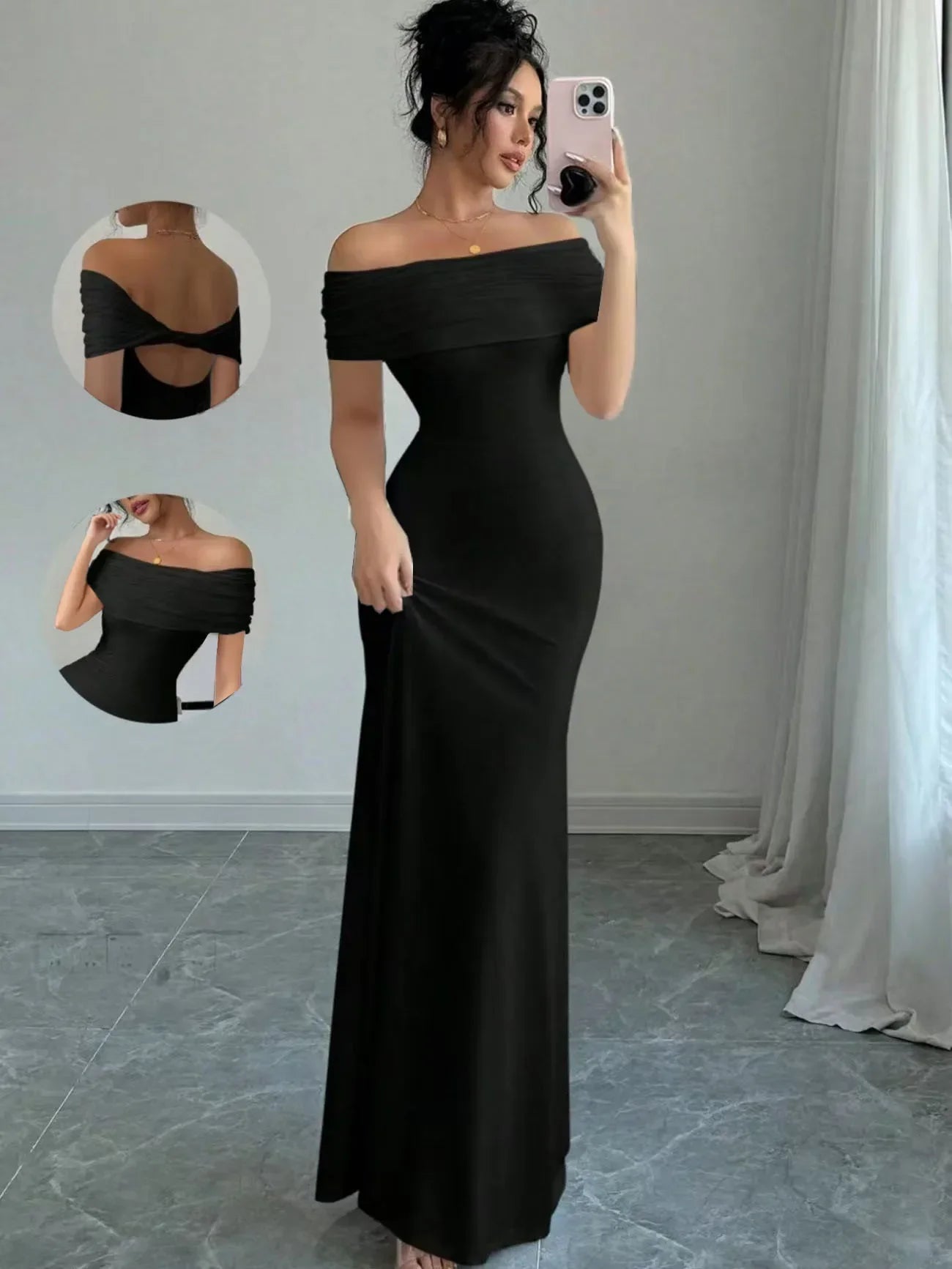 Off Shoulder Sleeveless Sexy Midi Dress