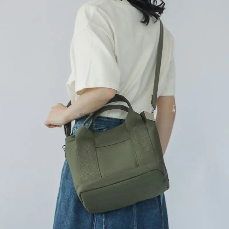 Casual Canvas Crossbody Adjustable Strap Tote Multiple Bag