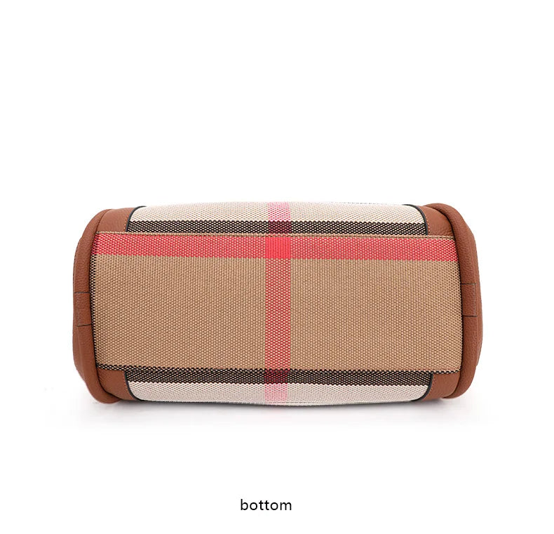 Bolso de lona y cuero genuino