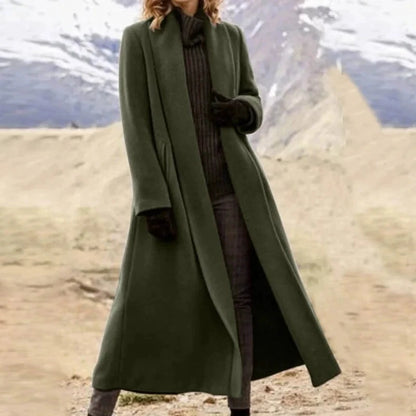 Plus Size Extra Long Woolen Loose Casual Wool Blend Coat