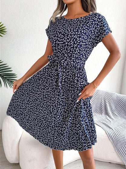 Short Sleeve High Waist Dress