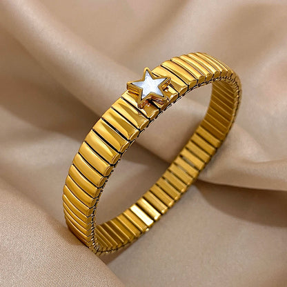 Gold Plated Stainless Steel Elastic Bangles Bracelet