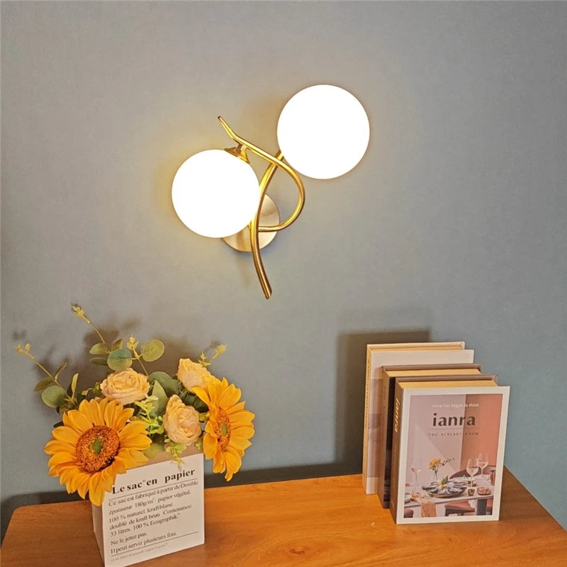 Nordic Modern Iron Wall Lamps LED Bedroom Bed Lamp Learning Corridor