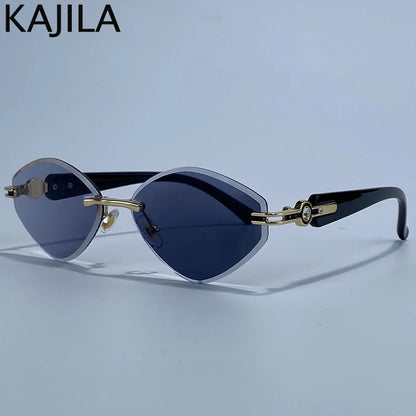 Small Frame Hexagon Rimless Sunglasses