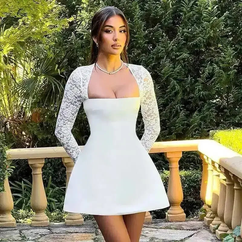 Backless Short Sexy Long Sleeve Mini Dress