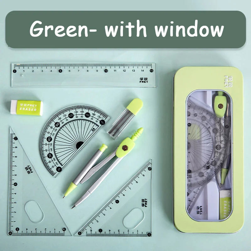 7 Pcs/set Mathematical Rulers Set Multi-function Professional Compass Ruler