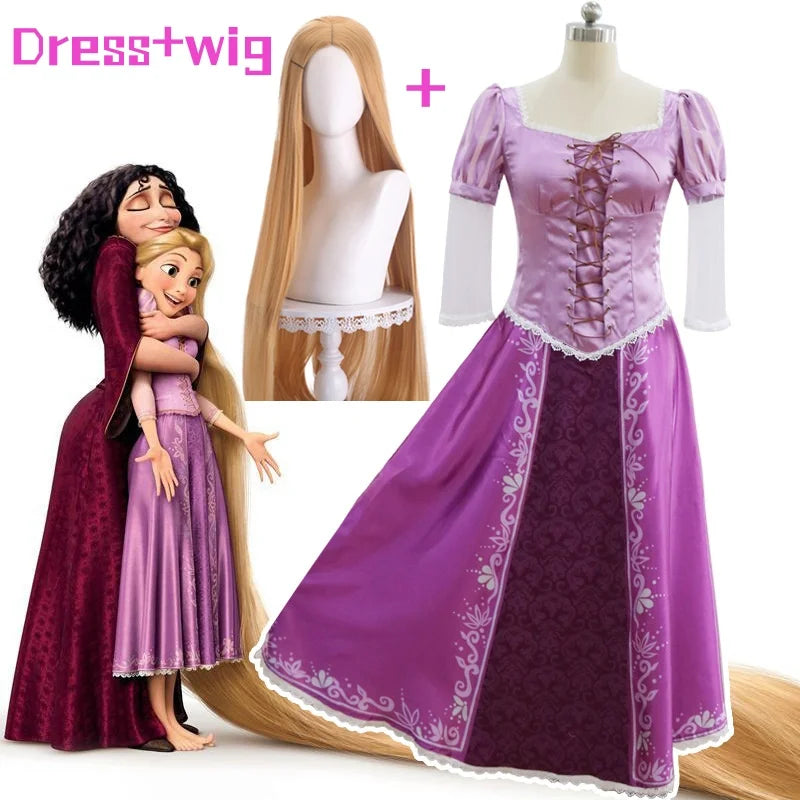 Tangled Rapunzel Long Hair Princess Cosplay Costume