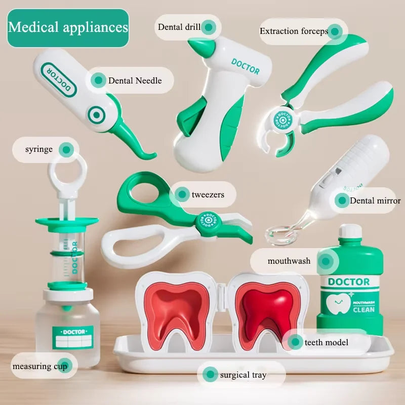 Kids Doctor Play Medical Kit with Dental Tools Simulation Dentist Game Set