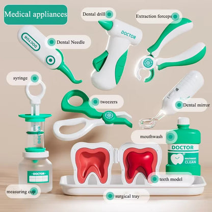 Kids Doctor Play Medical Kit with Dental Tools Simulation Dentist Game Set