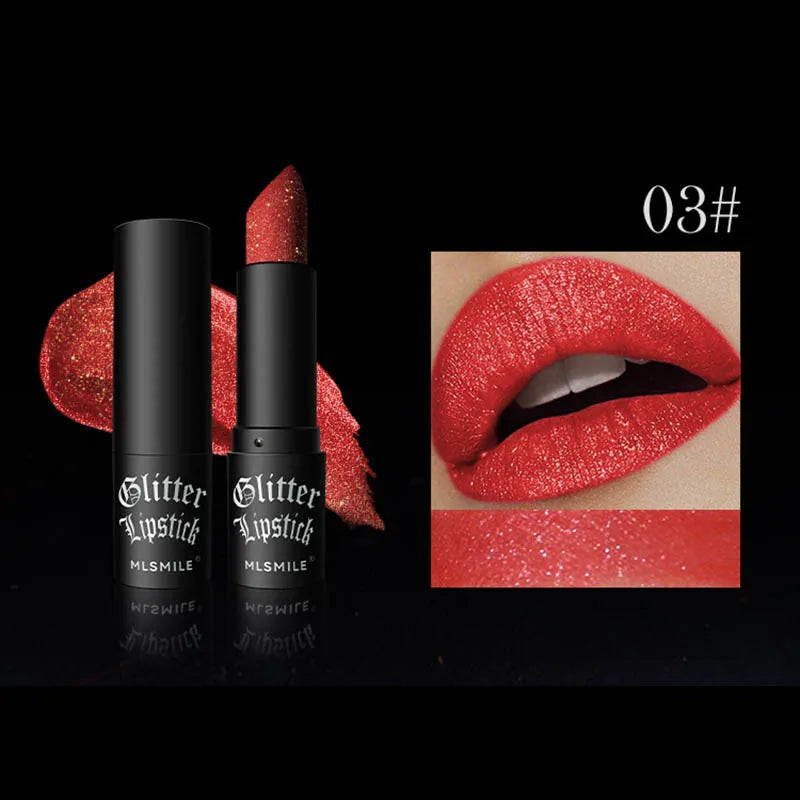Glitter Lipstick Waterproof Diamond Pearlescent Metallic