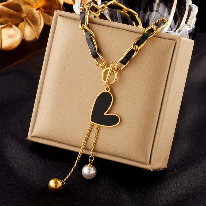 Stainless Steel Butterfly Moon Lock Blue Eyes Necklace