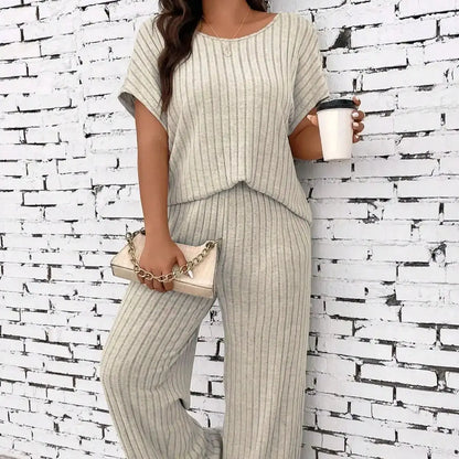 Plus Size Short Sleeve T-shirt & Straight Leg Set