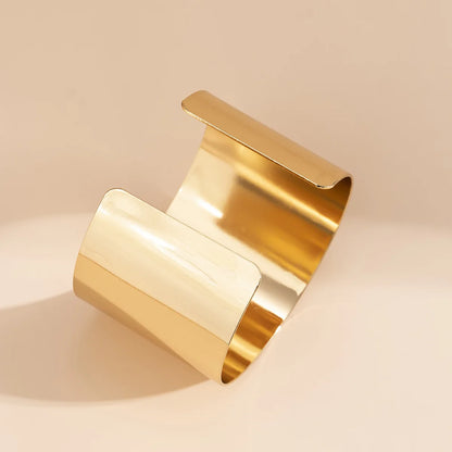Punk Hiphop Wide Smooth Open Bangles Bracelet