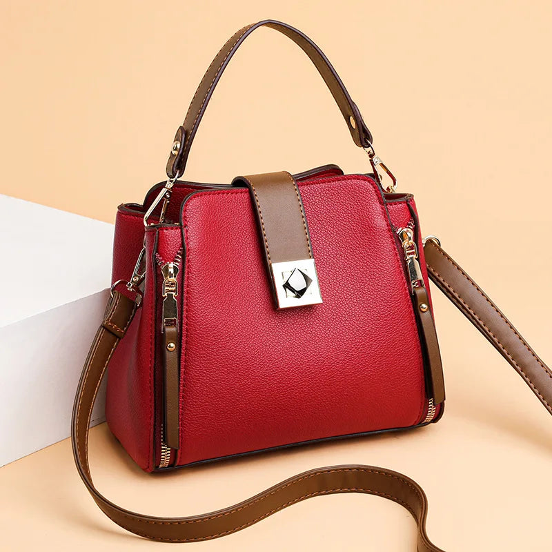 Small Bucket Shoulder Luxury Designer PU Leather Messenger Crossbody Bags